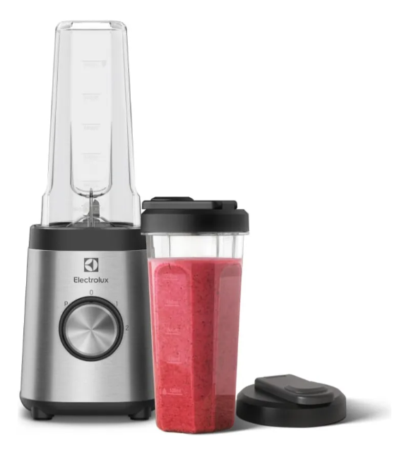 Liquidificador portátil Electrolux com copo de 600ml, ideal para smoothies e vitaminas.